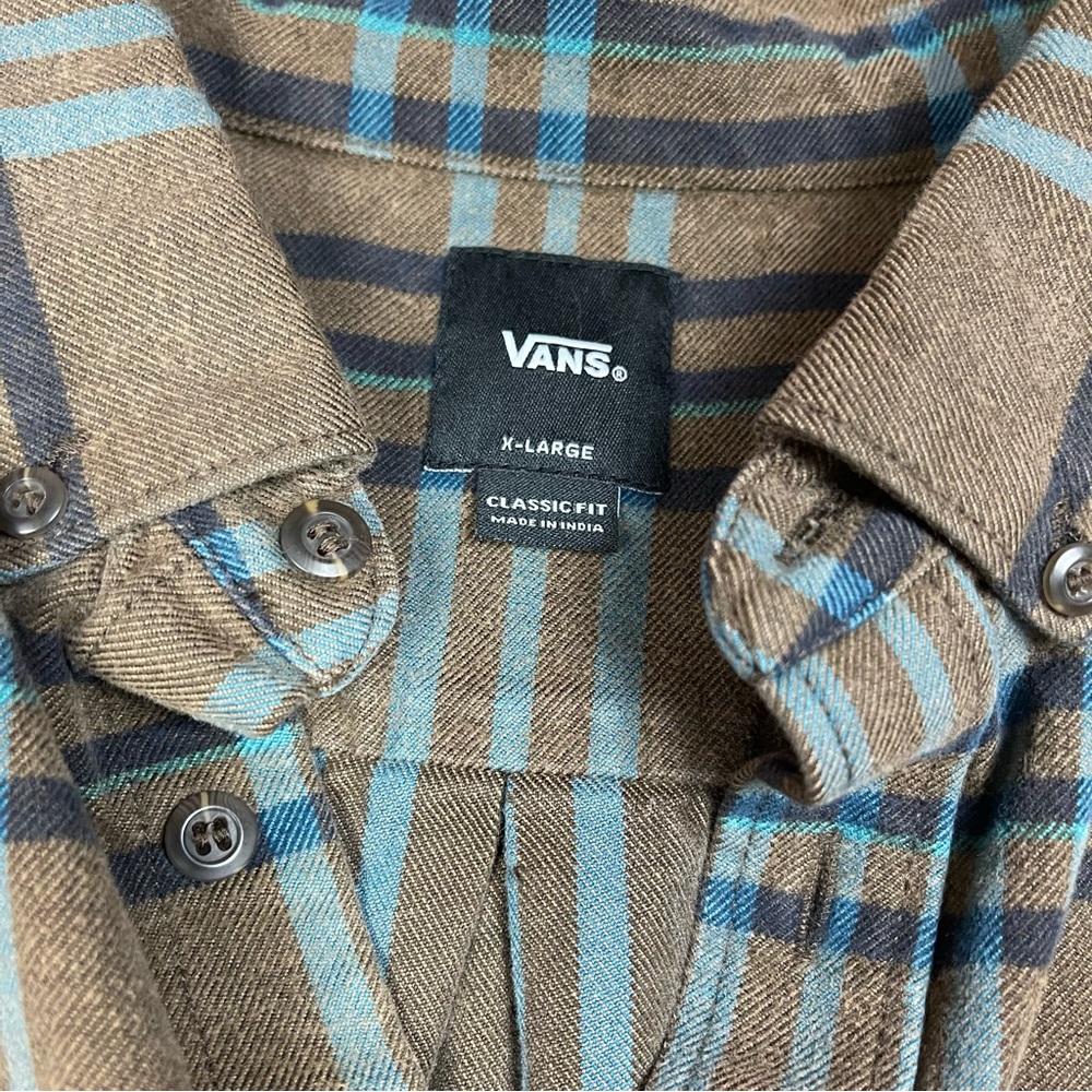 Vans Brown and Blue Checkered Shirt